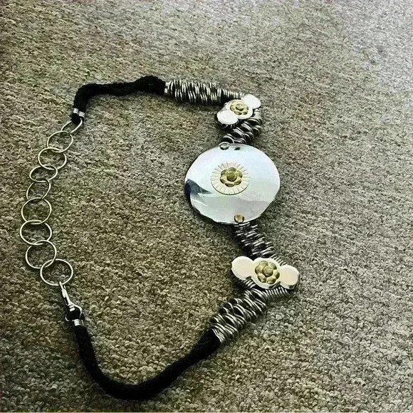 Vintage 1980s Brutalist Chain Mail
Rope & Metal Waist Cinch Belt - Picture 2 of 3